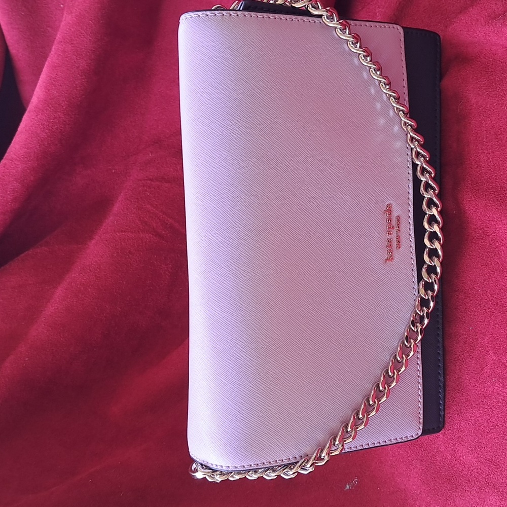 NEW Kate Spade Cameron Lavender /Navy and White Bag /Crossbody EC - Picture 4 of 16